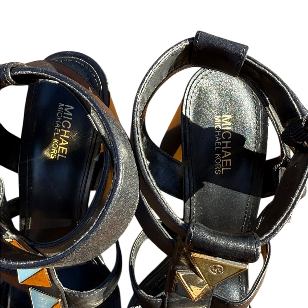 Michael Kors Wren Studded Leather Pyramid‎ Block-heel Gladiator Sandals Sz 5.5 - Picture 11 of 13